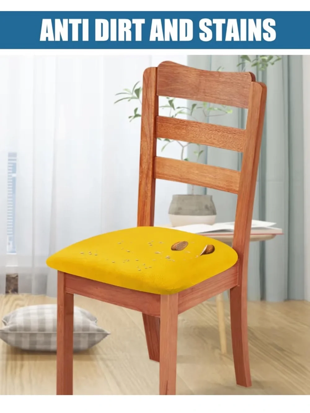 Dining Room Velvet Seat Covers - Mustard Yellow (4-pack)